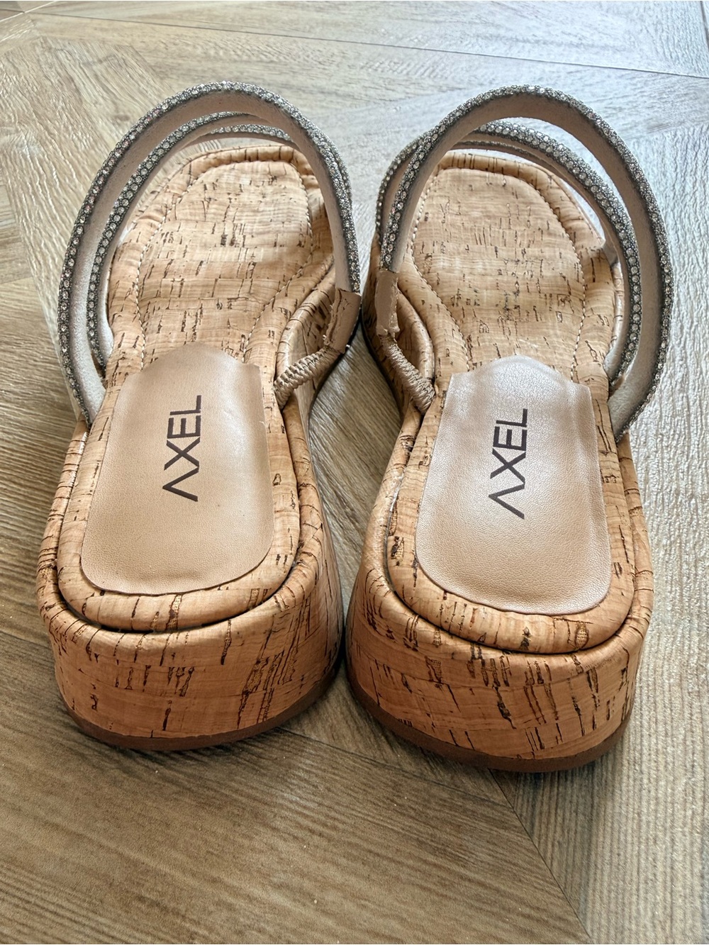 Axel Silver Rhinestone Platform Sandals Size 6 Metallic 90s - Picture 4 of 6